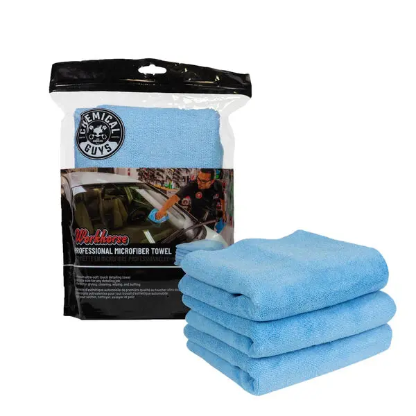 Chemical Guys Workhorse Microfiber Towel, Blue 16" X 16" 3 Pack Micblue03 1