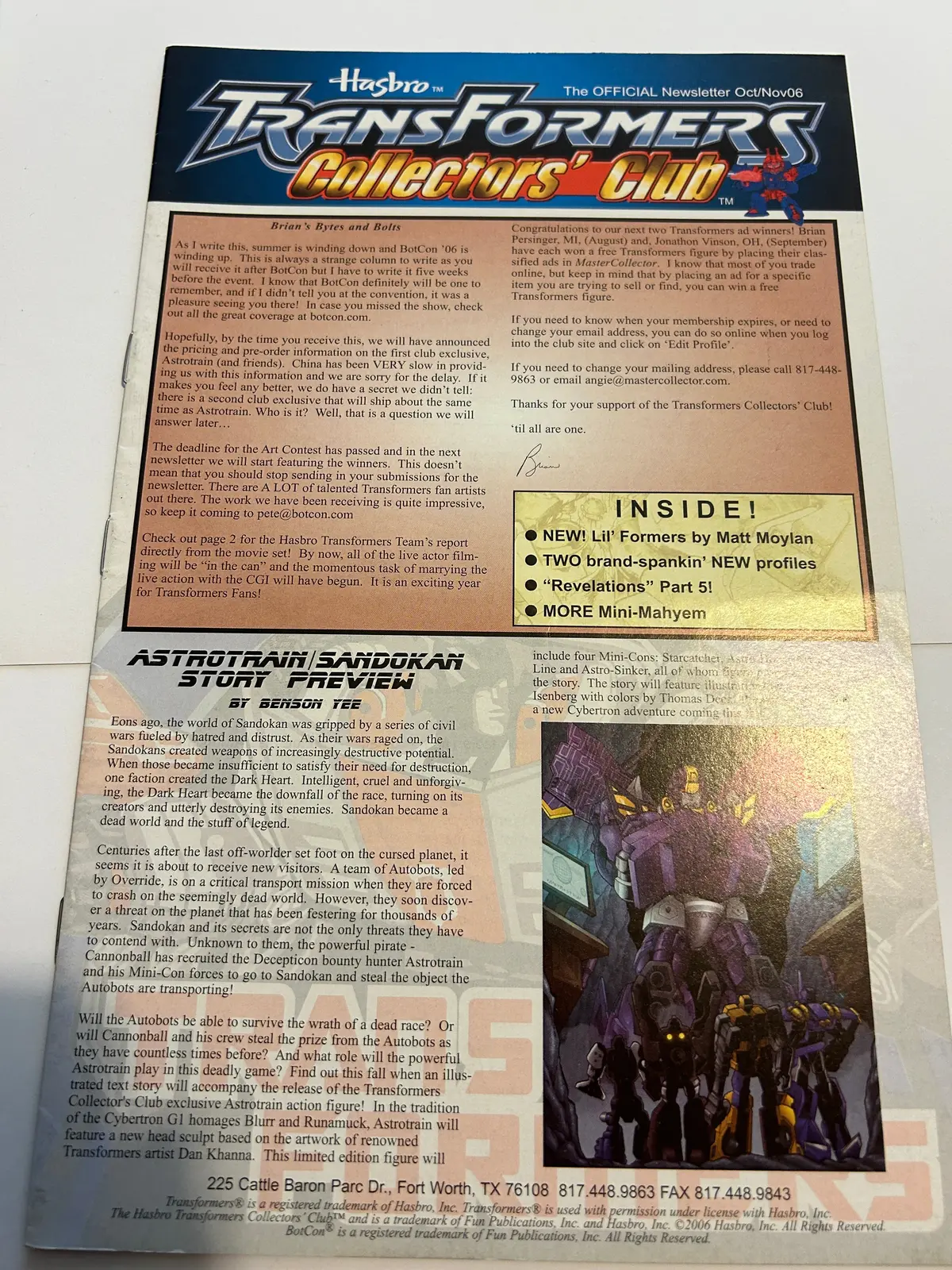 Tf Botcon / Tfcc Membership Mailer #11 1