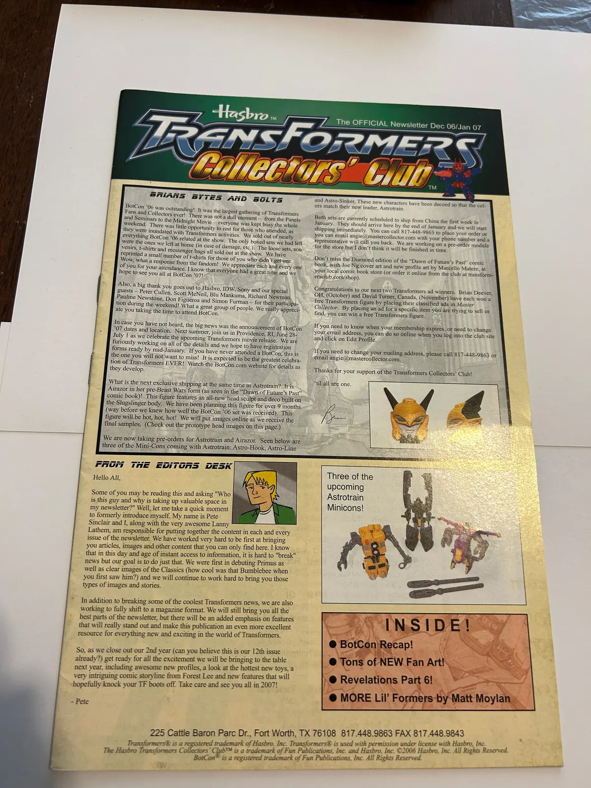 Tf Botcon / Tfcc Membership Mailer #12 1