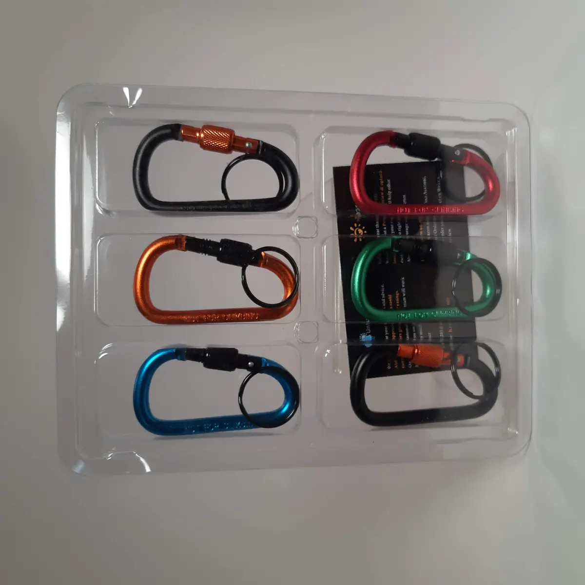 Caribiner - 6Pc Set - D-Ring Locking - 3.1" 1