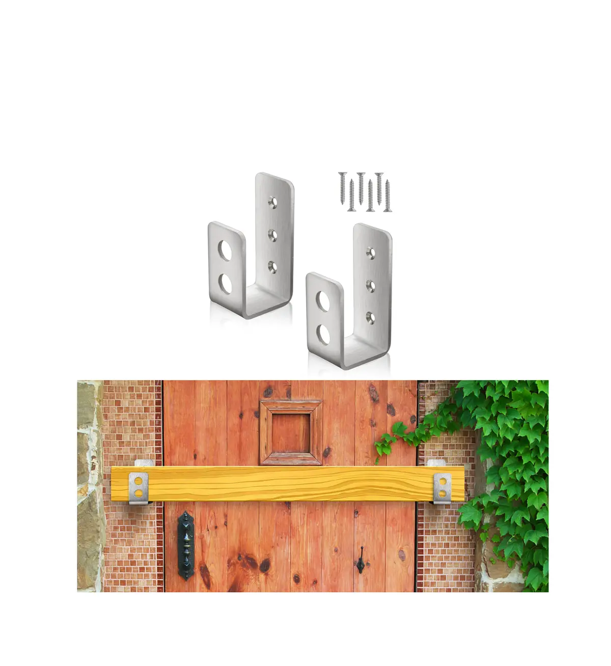 2X4 Door Barricade Brackets (2 Pcs) Stainless Steel U Bracket For 2 By 4 Lumber For Door Reinforcement. 1