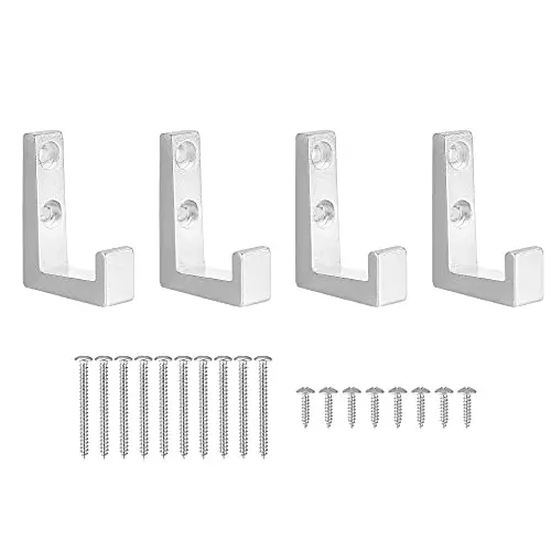 Aluminum Wall Hook Door Hanger (4Pcs) For Wall Mount Laptop, Tablet, Kitchen Cookware, Tools, Coats, Belt Holder, Keys, Towel, Robe, Purse. 1