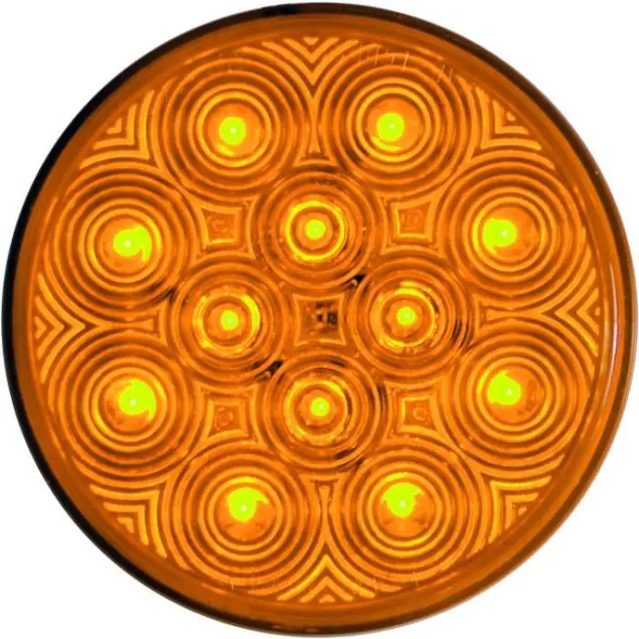 4" Round Led Stop/Tail/Turn Light, 12 Diodes, Light Only - Amber Or Red 1