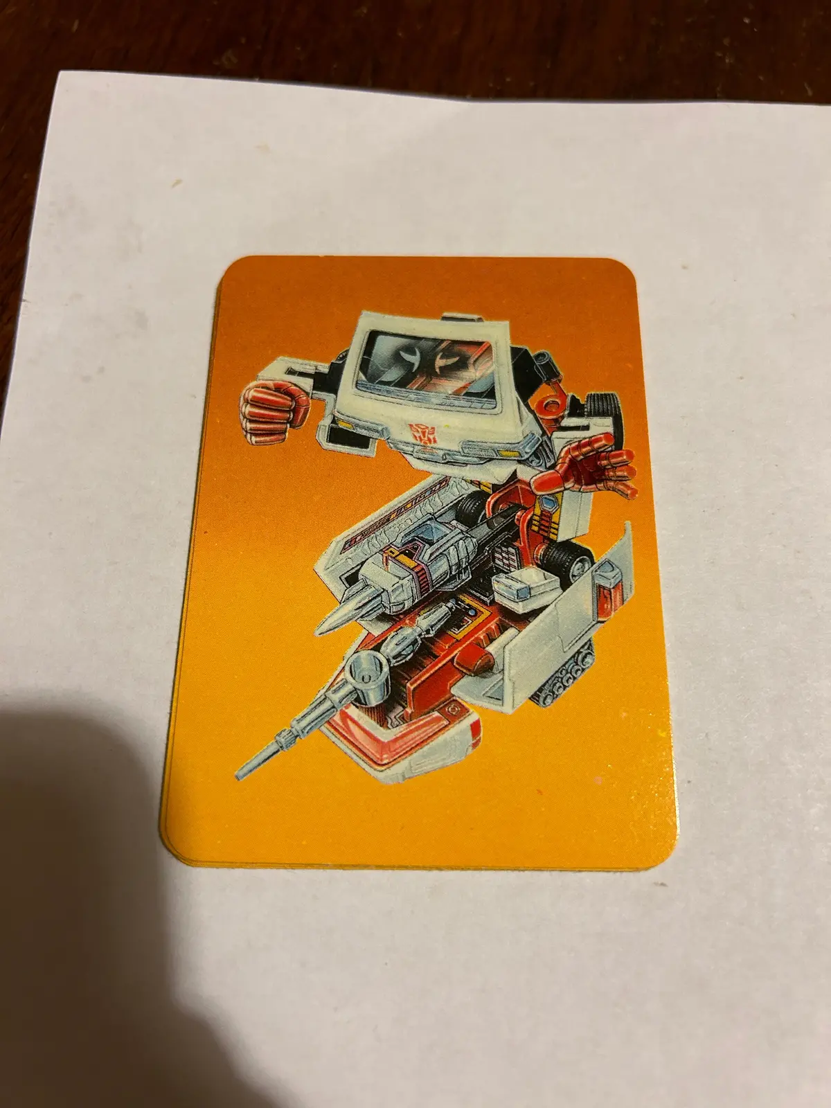 Tf G1 Milton Bradley Action Card #4 Ratchet Yellow 1