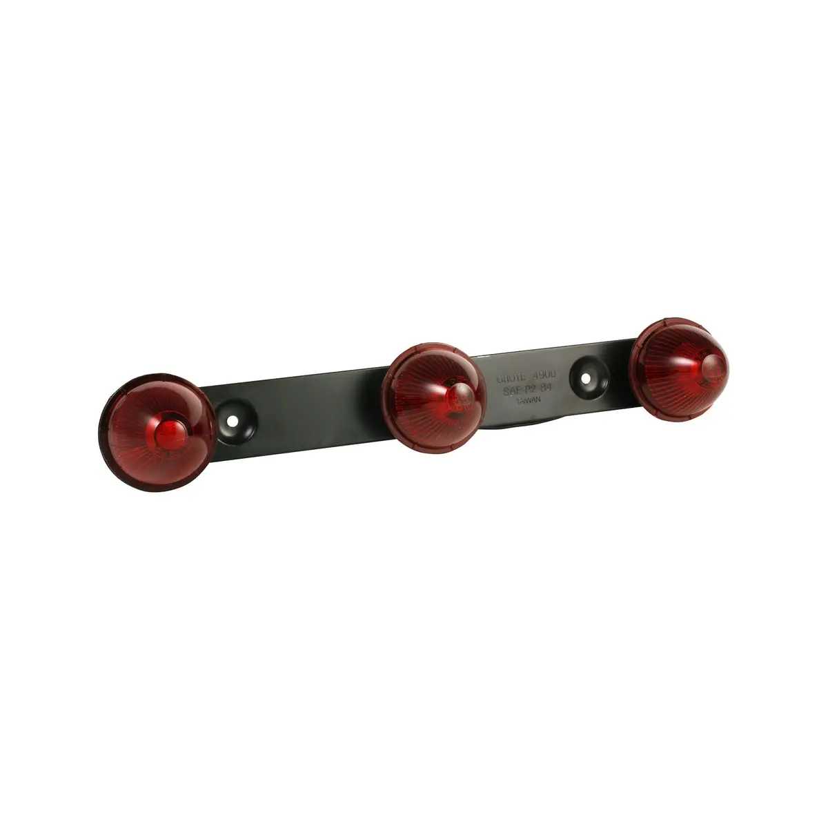 Light Bar With Black Metal Base - Red "Beehive" Lights 1