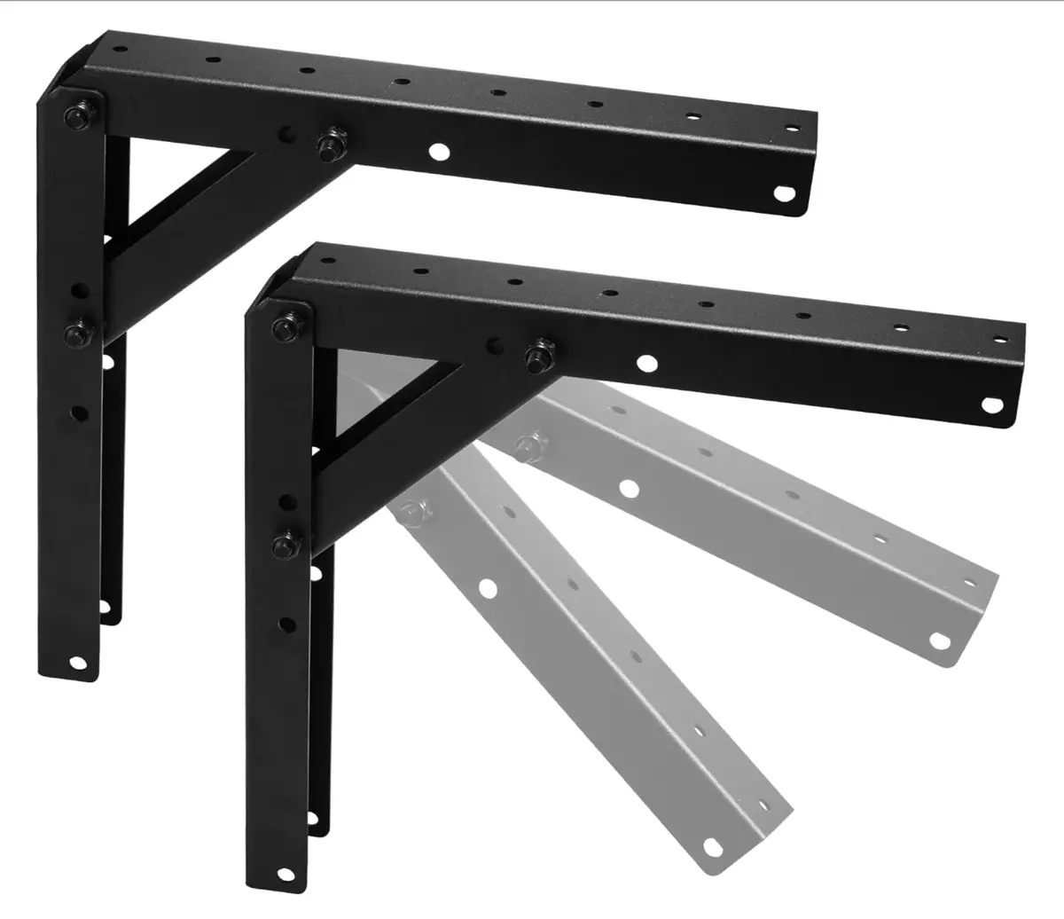 Heavy Duty Adjustable Angle Bracket (2 Pc) For Wall Mount, Roof Mount, Foldable Hinge Bracket, Truss And Frame For Solar Panel Stand, Awning Roof, Commercial Sign, Table Shelf Support. 1