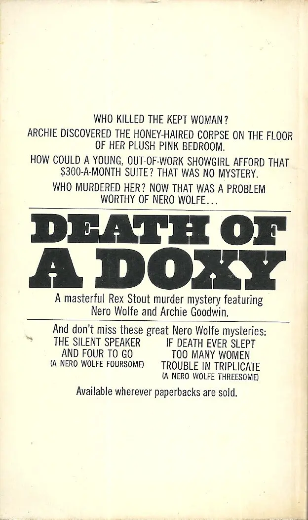 Death Of A Doxy Nero Wolfe 2