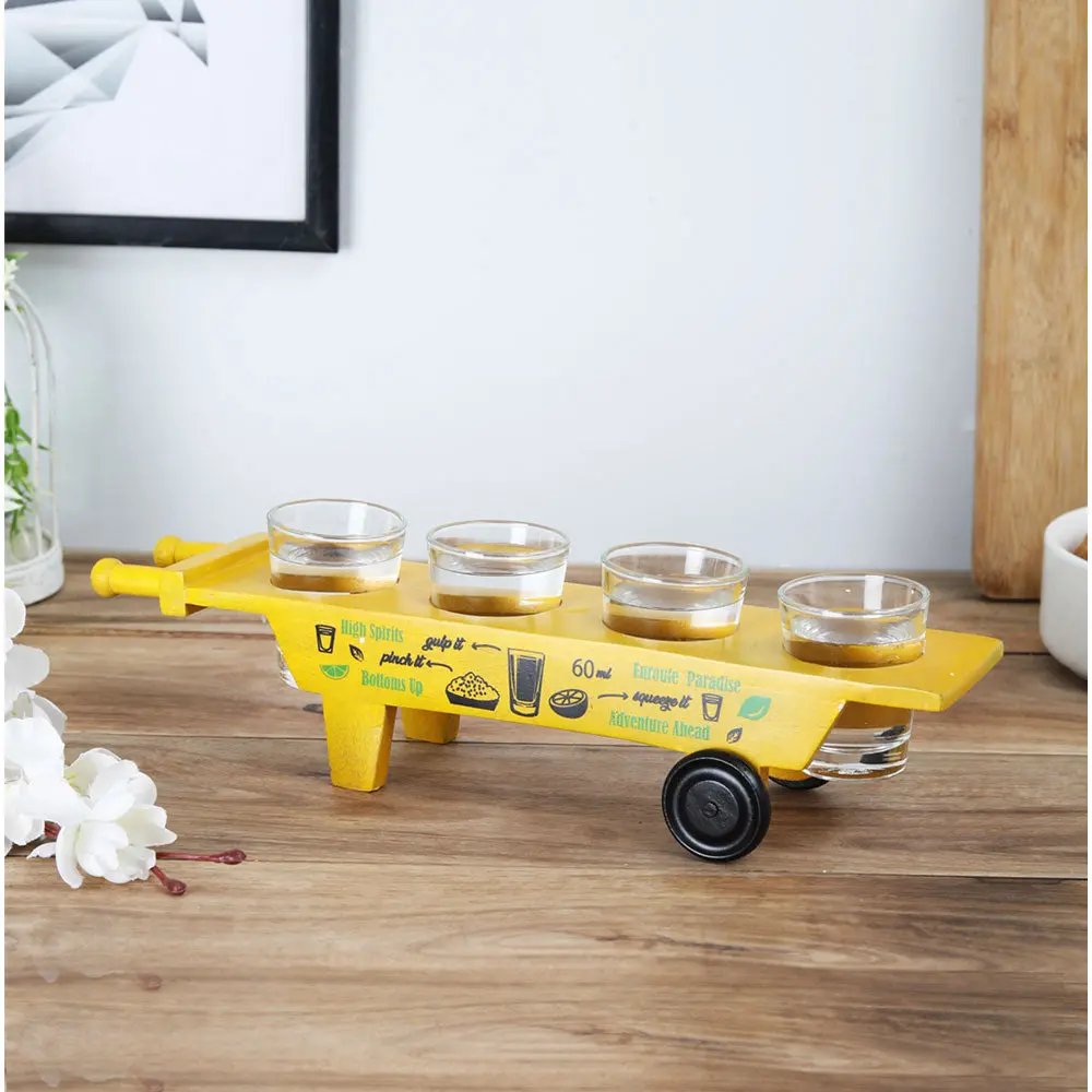 Haath Gadi Shot Glass Holder With 4 Glasses 1