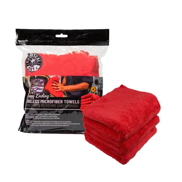 Chemical Guys Happy Ending Edgeless Towel, Red 16X16 3-Pack Mic34103 1