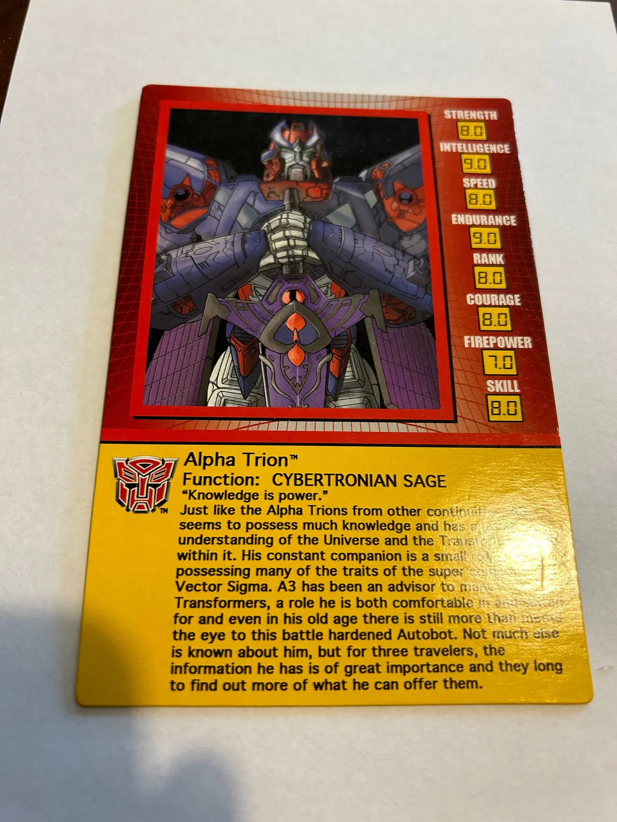 Tf Botcon  / Tfcc 2007 Alpha Trion Tech Spec Card 1