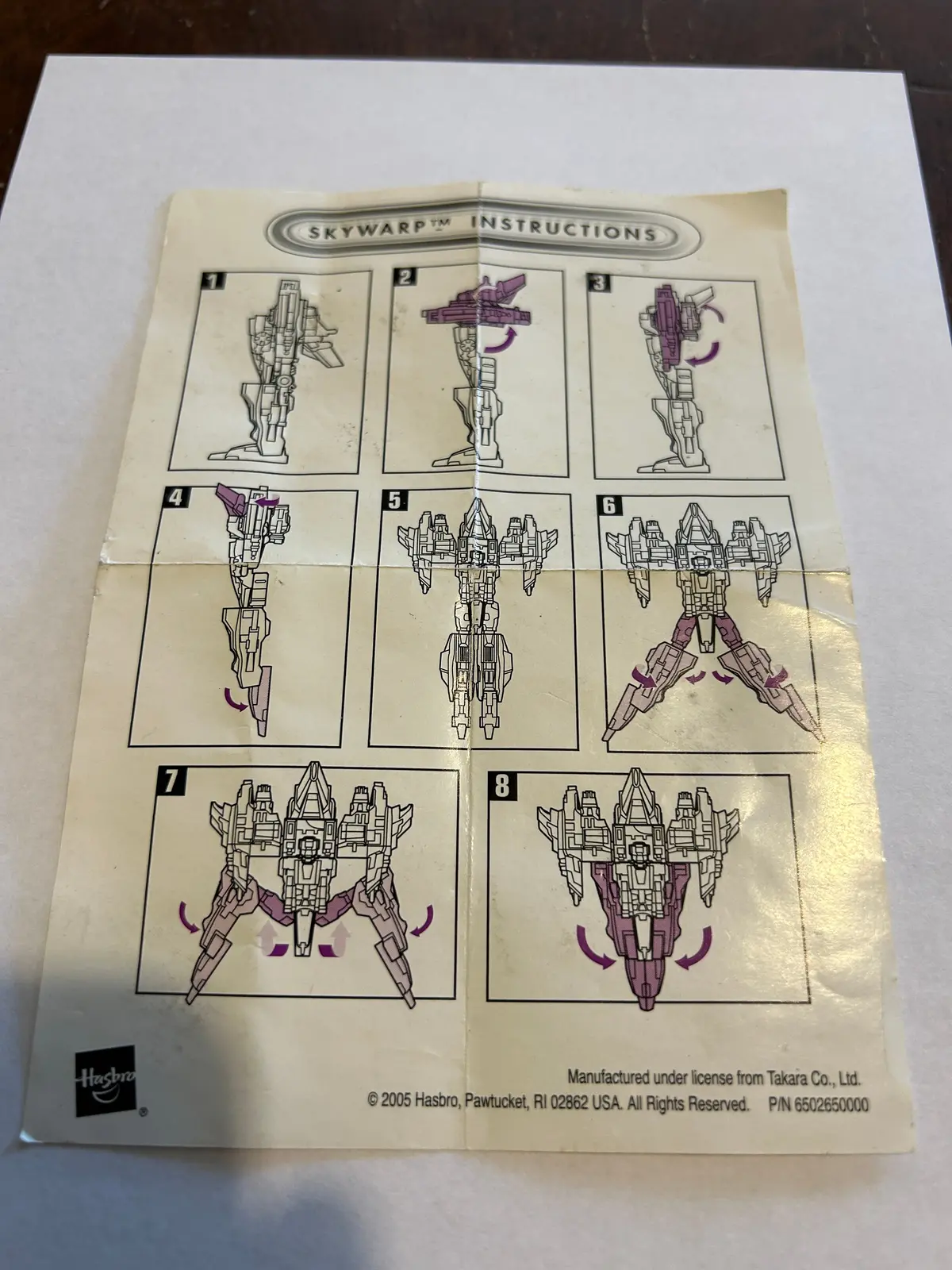 Tf Botcon  / Tfcc 2005 Skywarp Paperwork 1