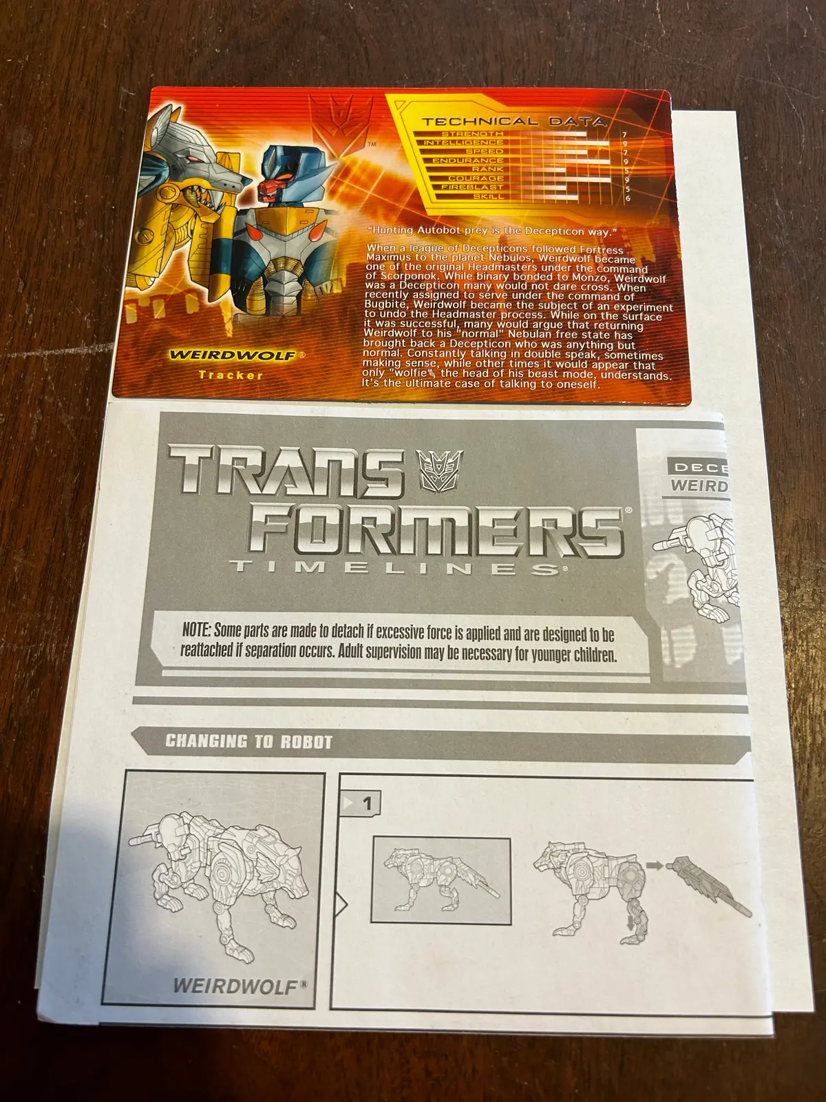 Tf Botcon  / Tfcc 2007 Weirdwolf Paperwork 1