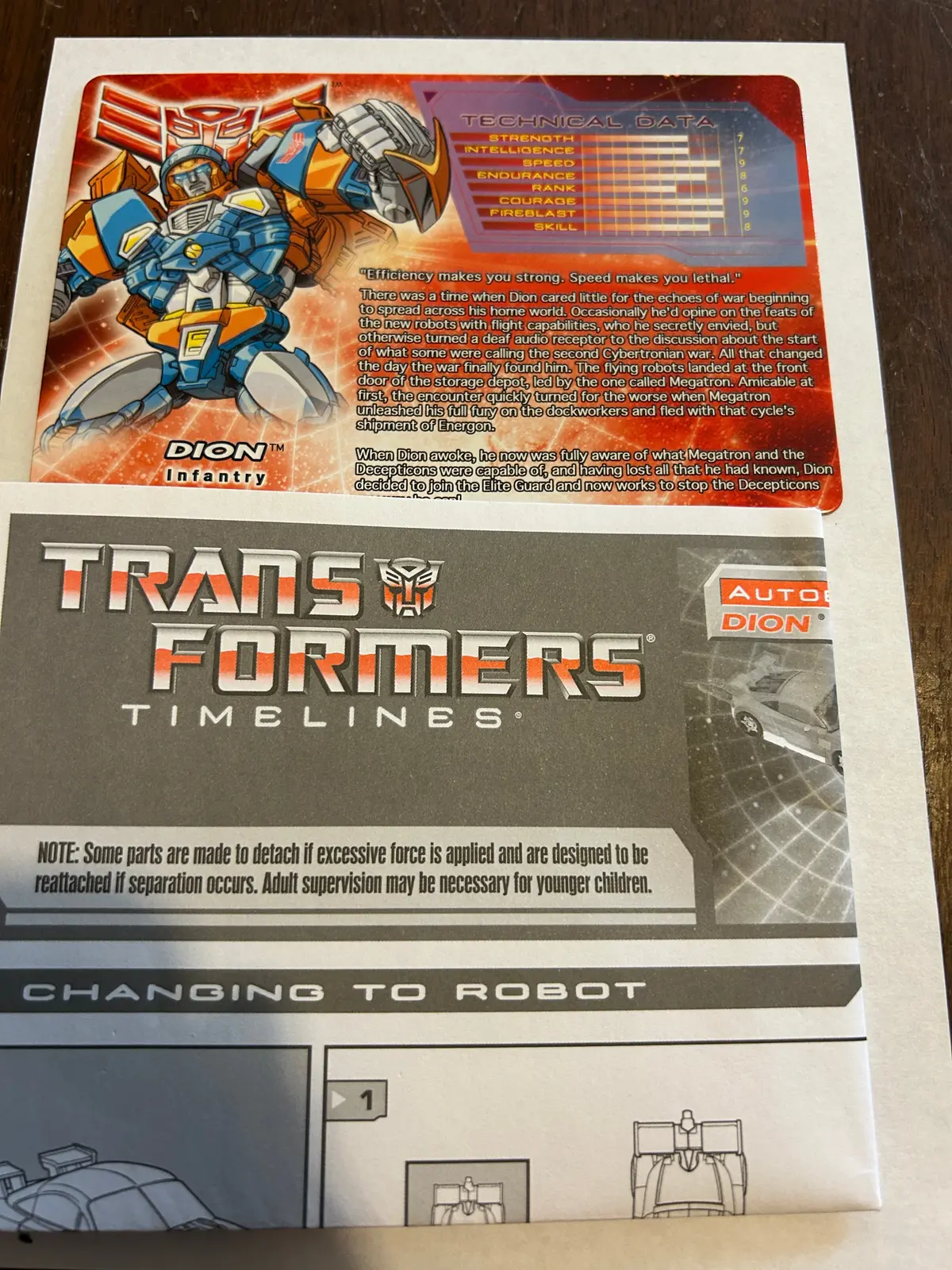 Tf Botcon / Tfcc 2010 Dion Paperwork 1