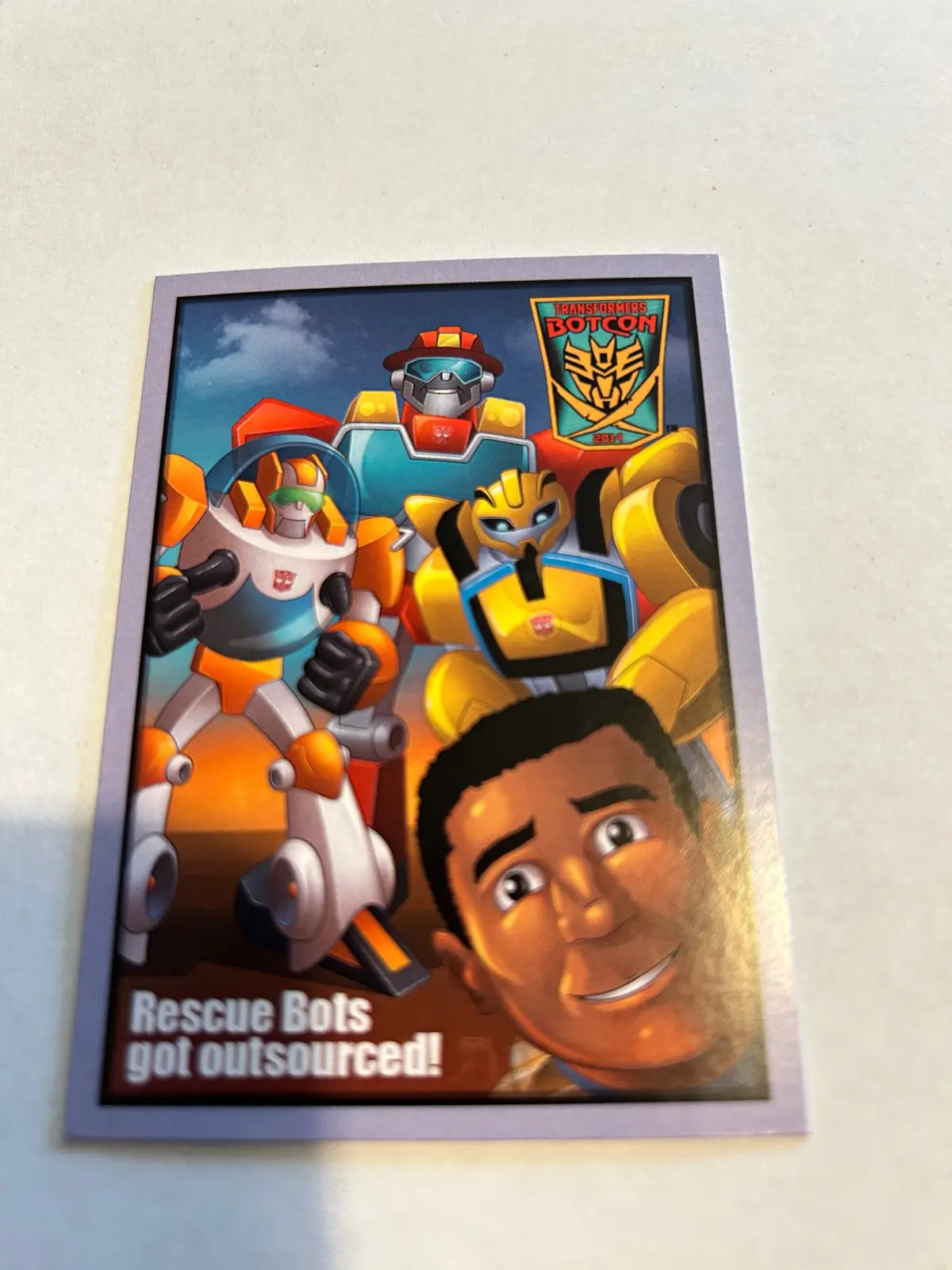 Tf Botcon  / Tfcc 2014 Rescue Bots Got Outsourced! Card 1