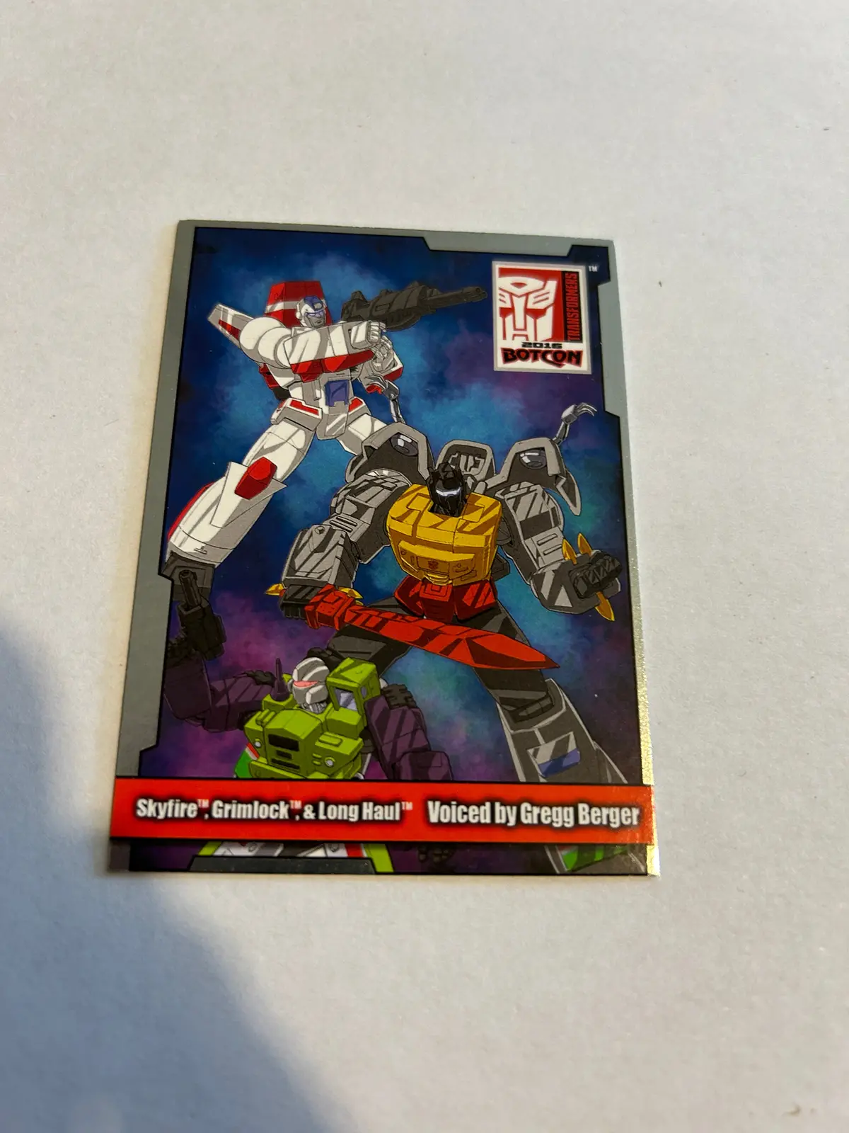 Tf Botcon  / Tfcc 2016 Skyfire Grimlock Longhaul / Gregg Berger Card 1