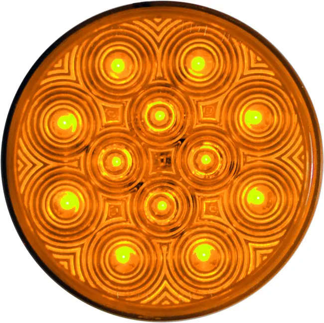 4" Round Led Stop/Tail/Turn Light W/ Grommet/Pigtail, 12 Diode - Amber Or Red 1