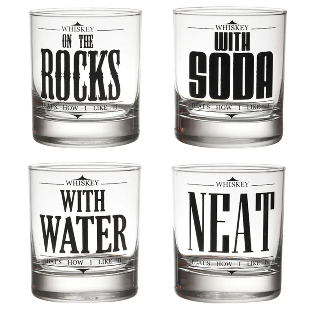 Rock Neat Soda Water Whiskey Glass Set Of 4 1