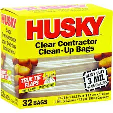 Garbage Bags - Contractor Grade - Clear - Box Of 32 1