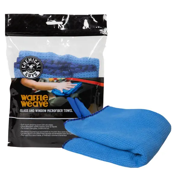 Chemical Guys Waffle Weave Glass Towel, Blue 24X16 Mic708 1