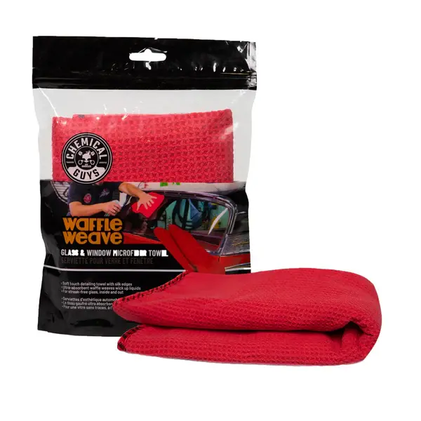Chemical Guys Waffle Weave Glass Towel, Red 24X16 Mic707 1