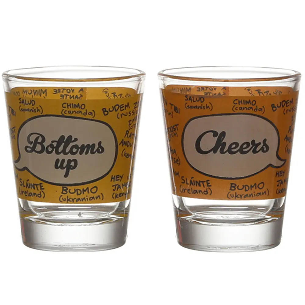 Bottoms Up & Cheers Shot (Glass Set Of 2) 1