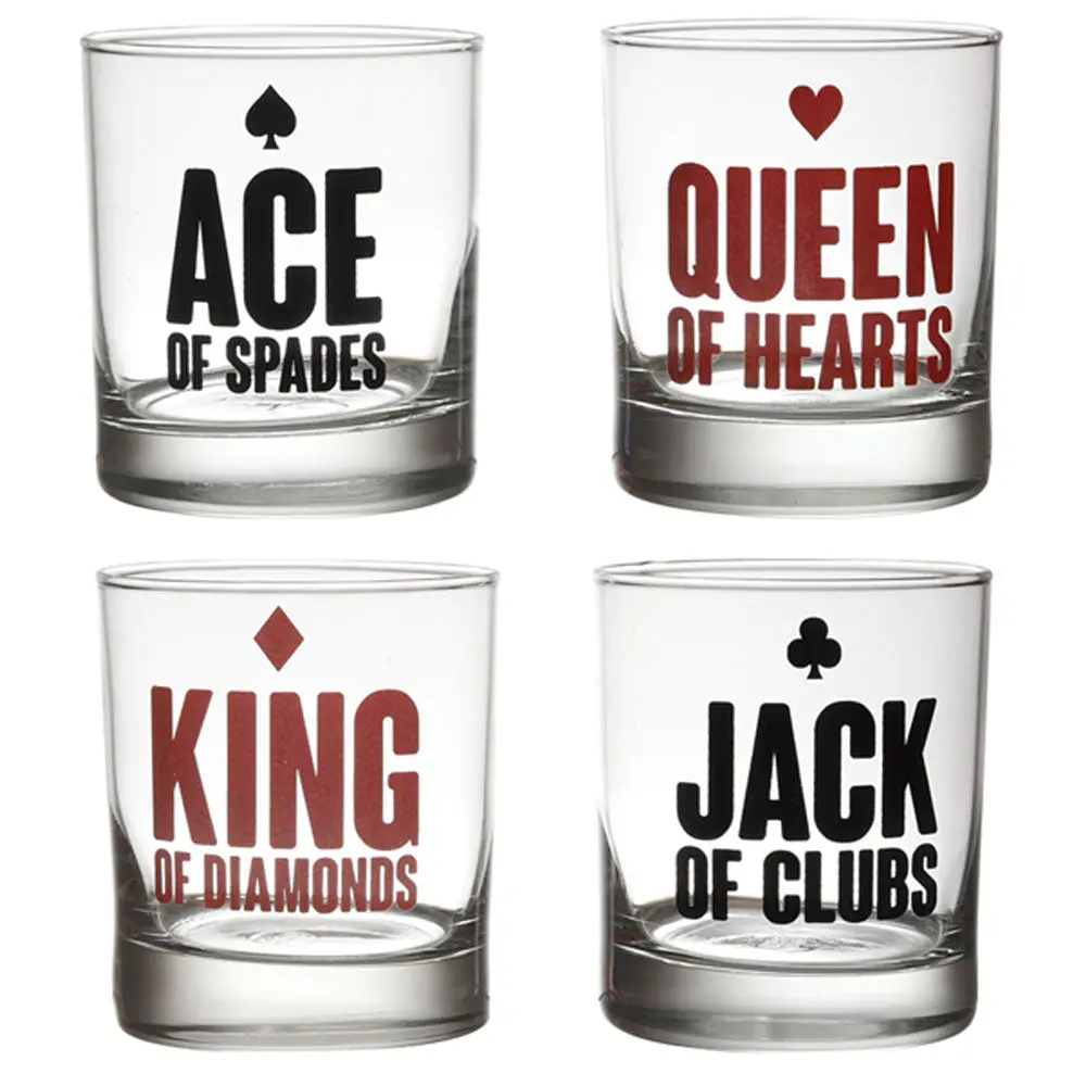 Poker Cards Whiskey Glass (Set Of 4) 1