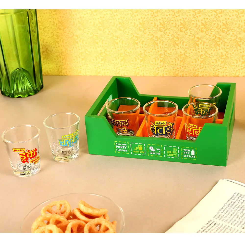Killer Shot Glass Tray With 6 Glasses 1