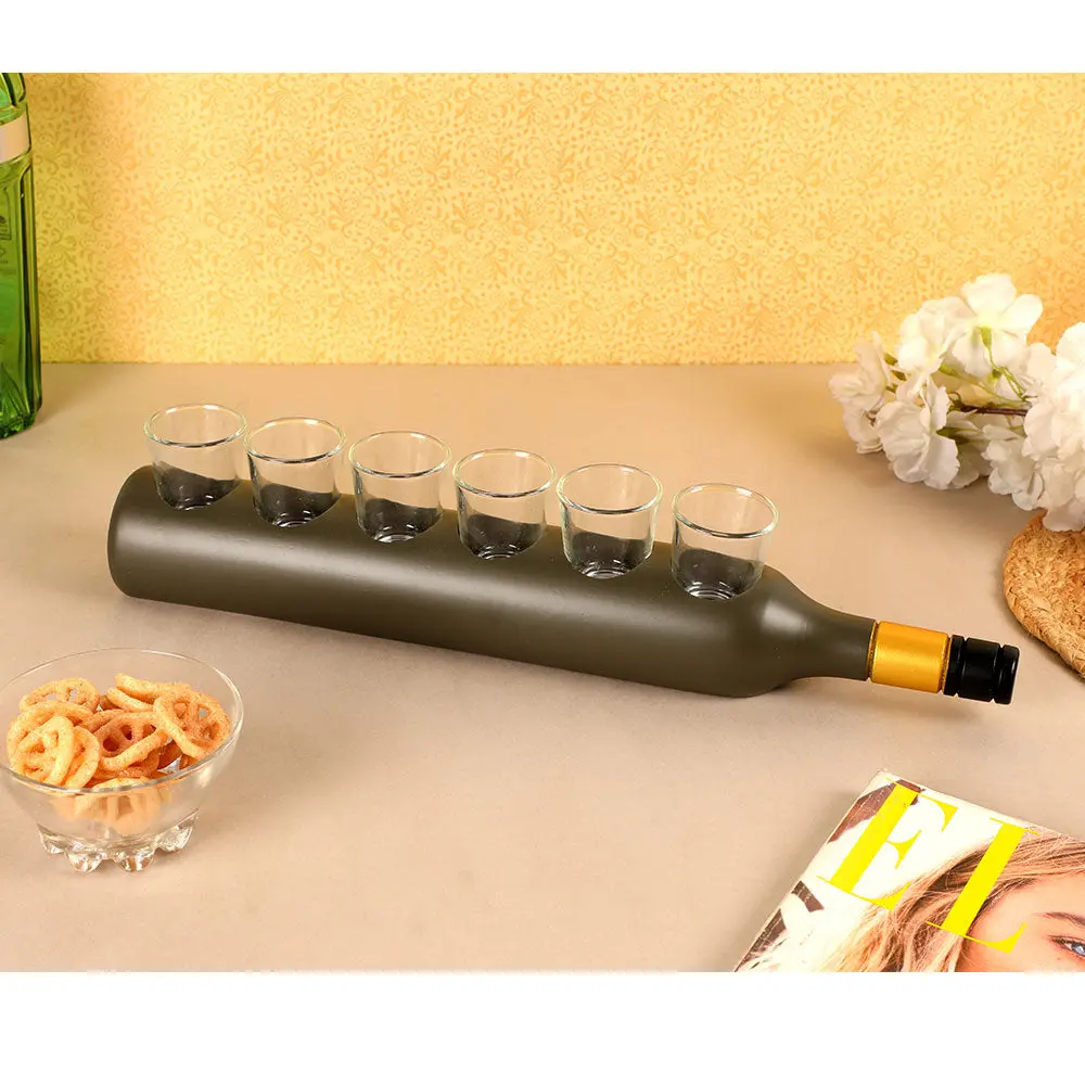 Bottle Shot Glass Tray With 6 Glasses 1