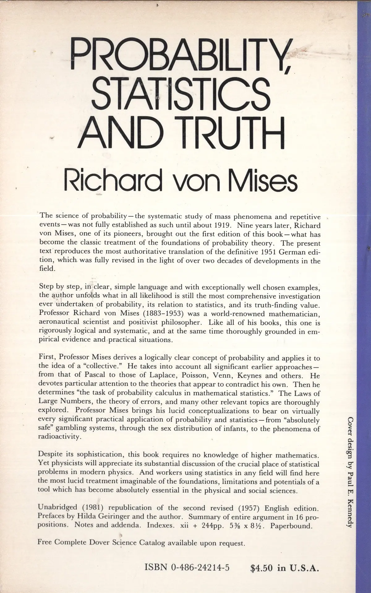 Probability, Statistics And Truth 2