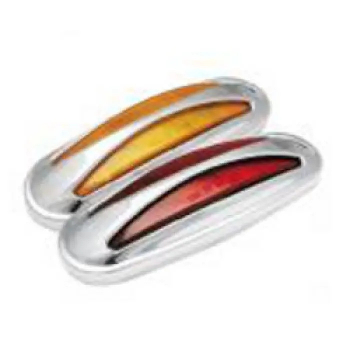Led Clearance/Marker Light W/ Plastic Chrome Bezel, P2-Rated, 12 Diode, Amber Or Red 1