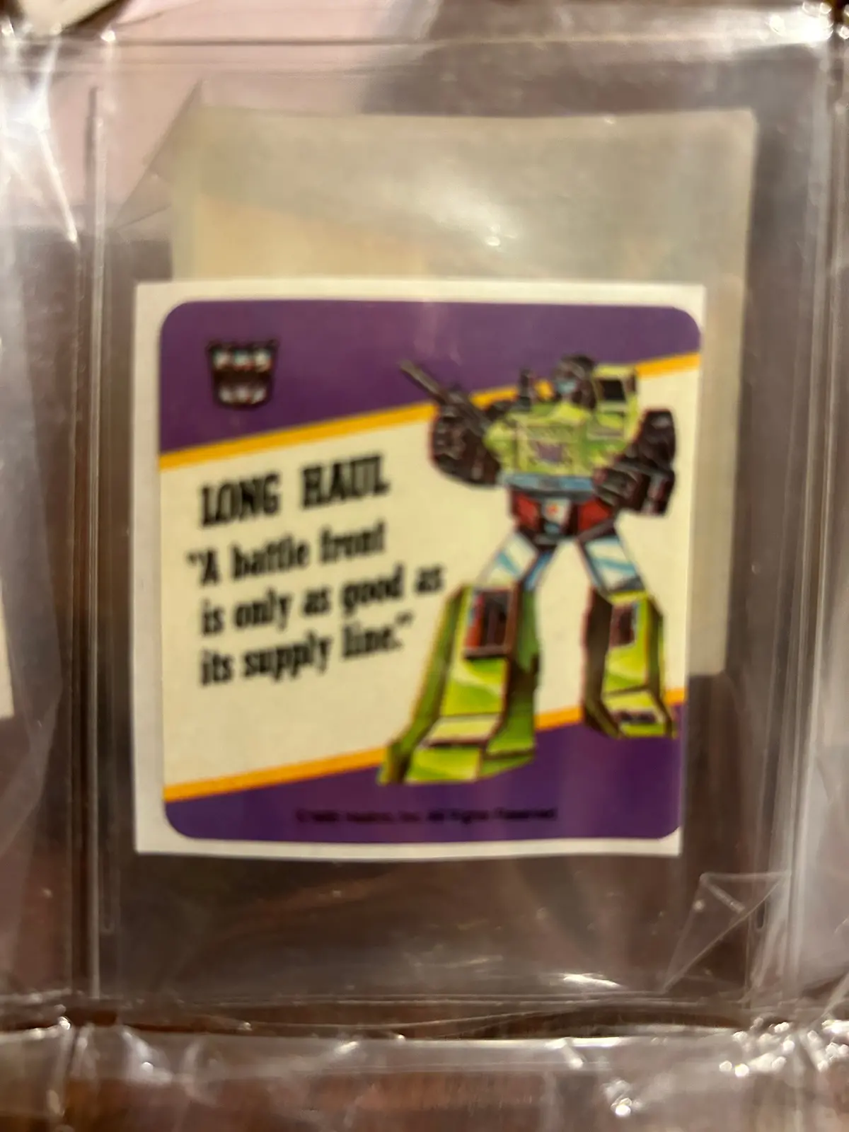 Tf G1 Milton Bradley Action Card Sticker - Longhaul 1