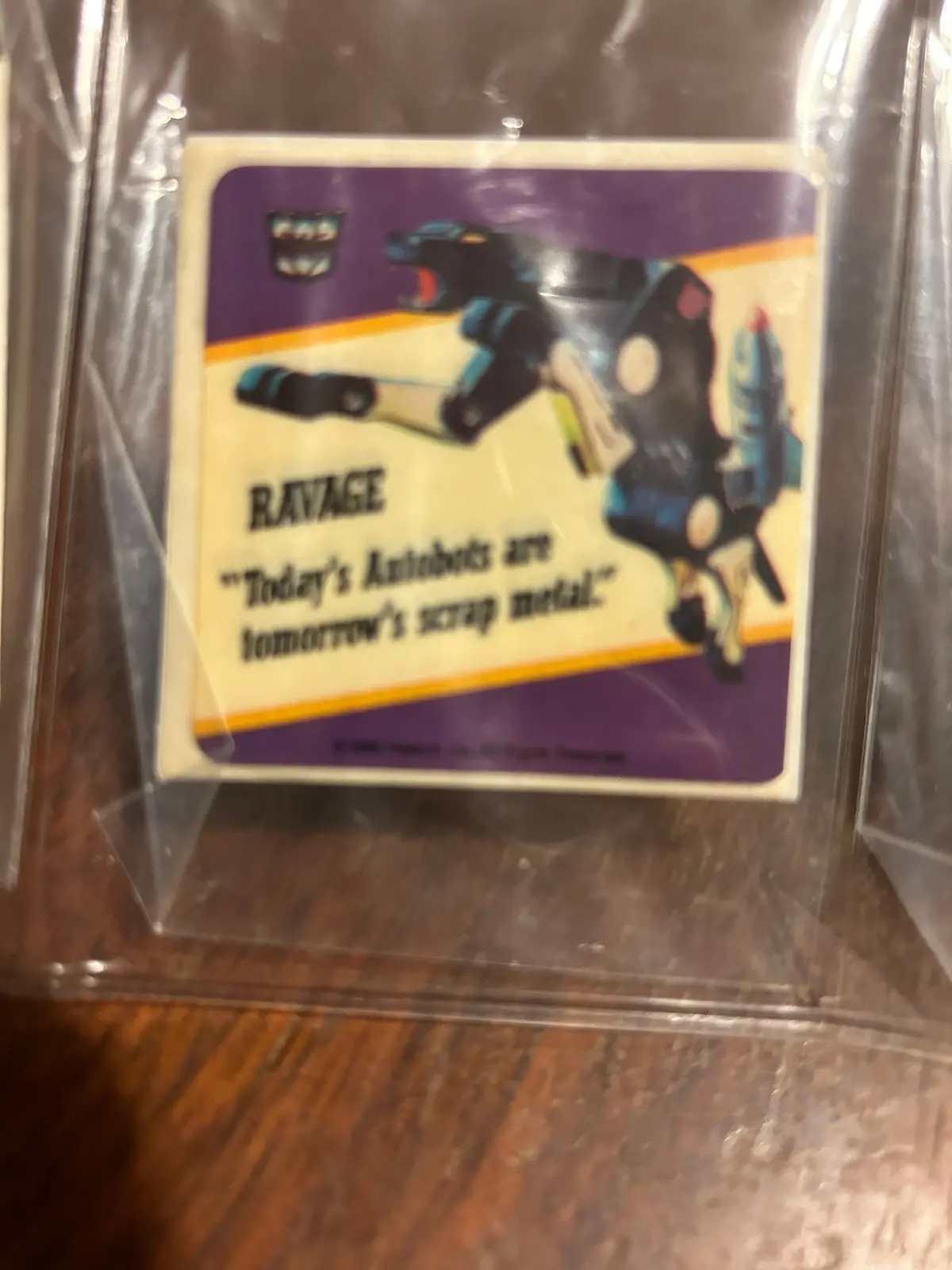 Tf G1 Milton Bradley Action Card Sticker - Ravage 1