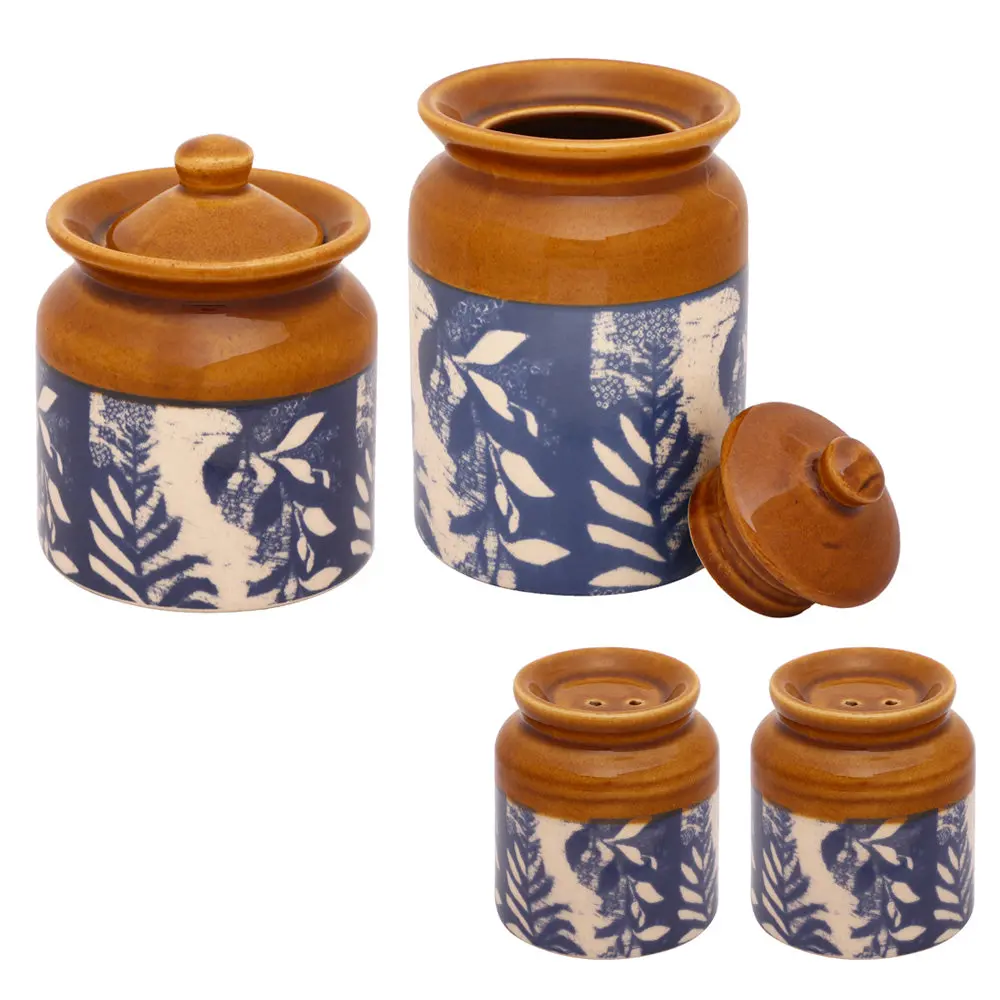 Rustic Blue Burni Jar Set Of 4 1