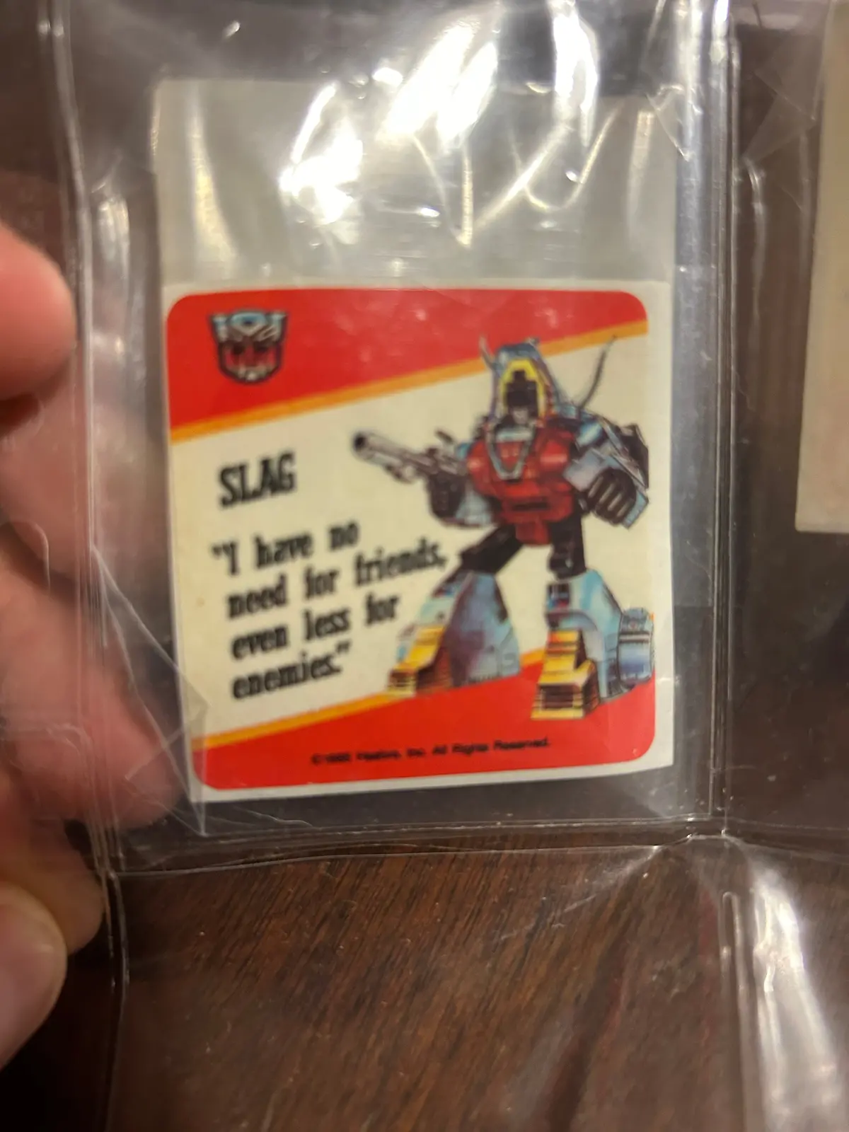 Tf G1 Milton Bradley Action Card Sticker - Slag 1