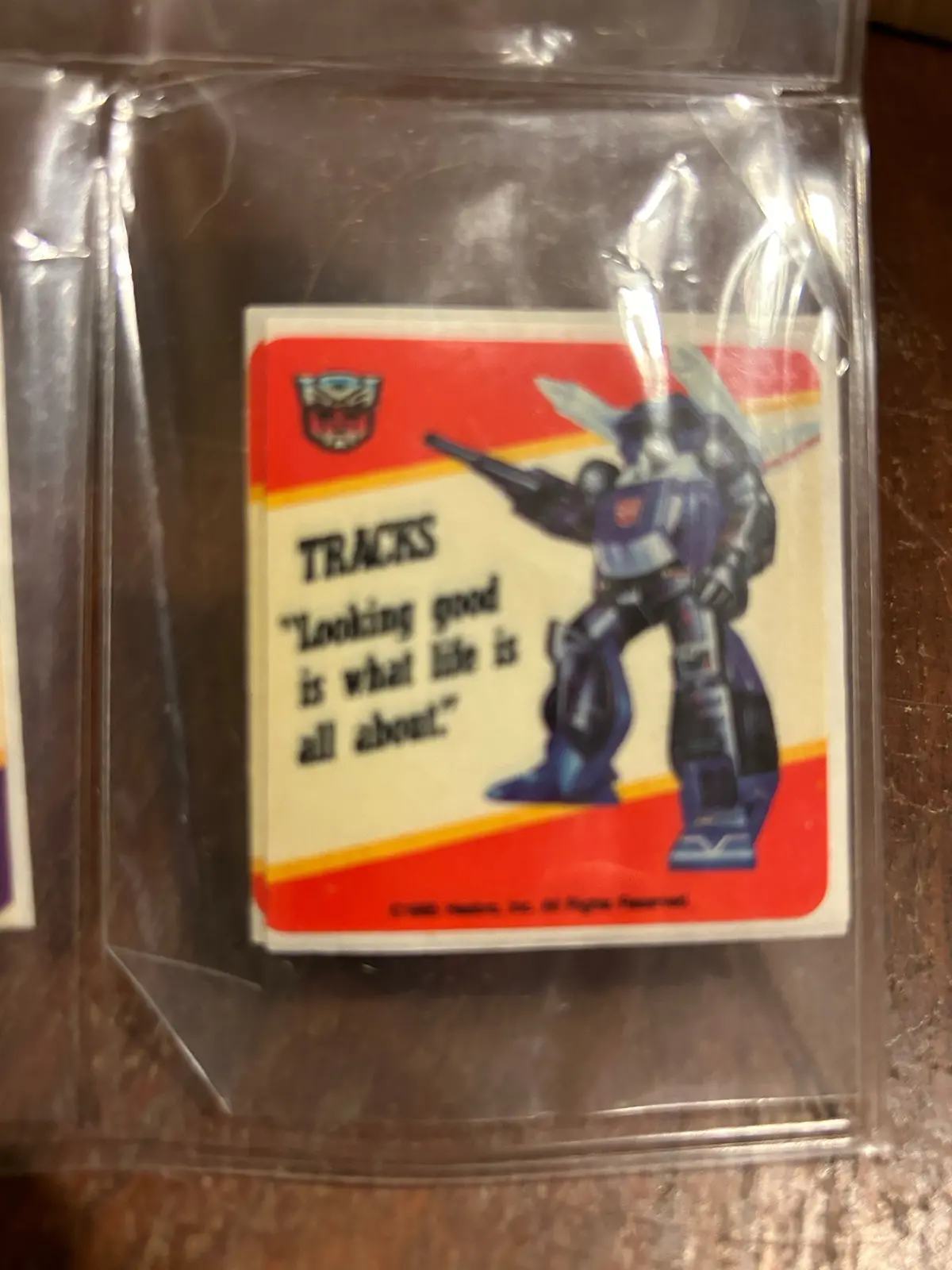 Tf G1 Milton Bradley Action Card Sticker - Tracks 1