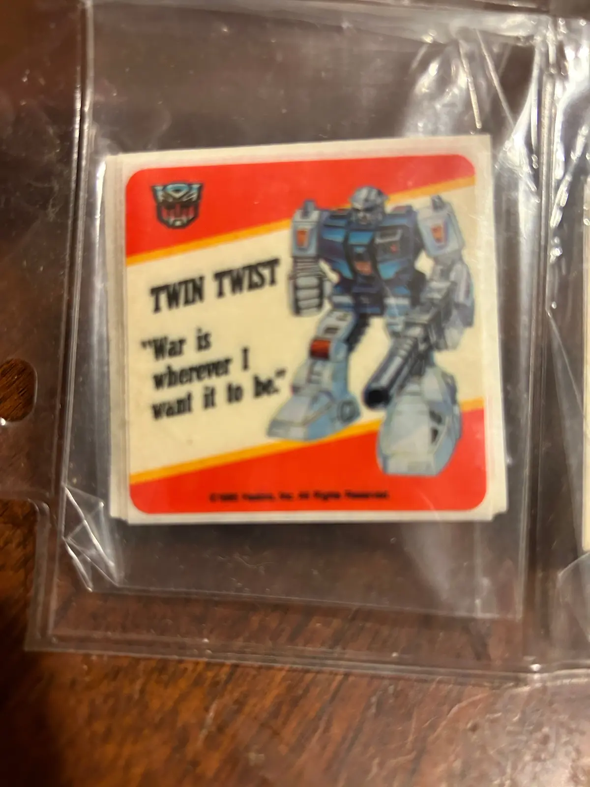 Tf G1 Milton Bradley Action Card Sticker - Twintwist 1