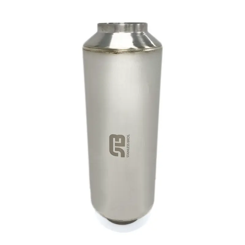 Stainless Bros Lightweight Race Muffler – 12" Overall Length, 4" Diameter, Matte Ss304 Finish 1