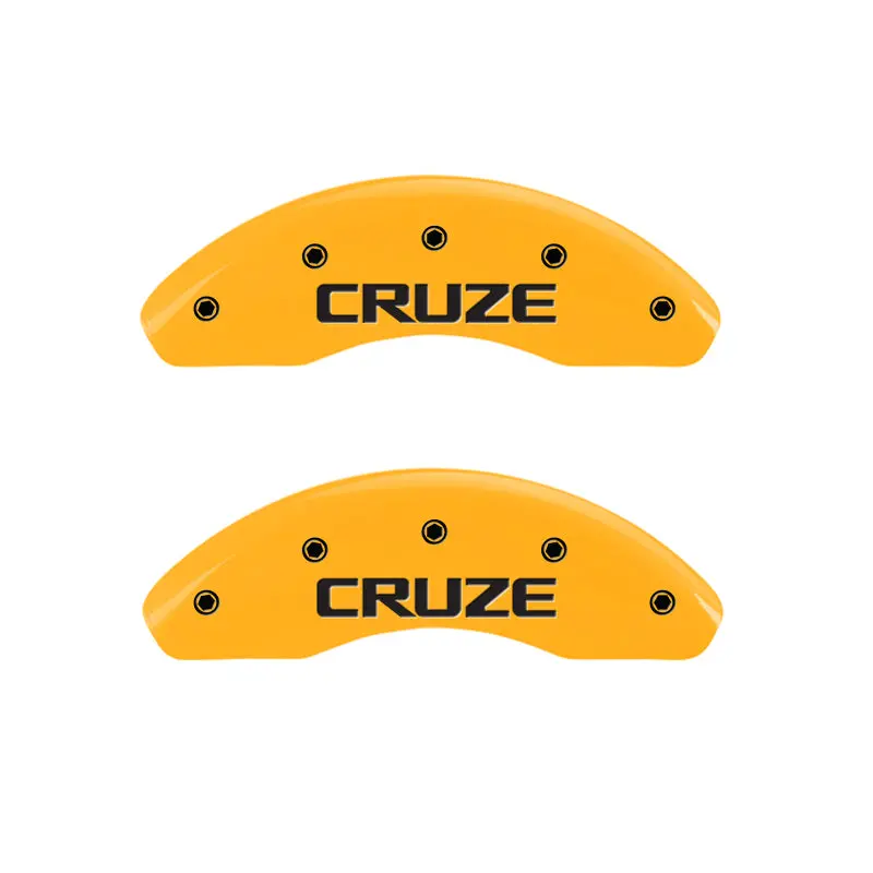 Mgp Engraved 4-Piston Caliper Covers – Front & Rear, Yellow Finish With Black Accents 1