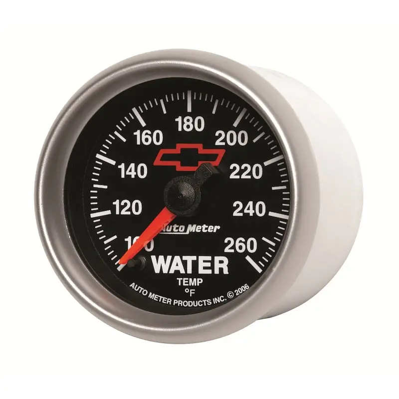 Autometer Digital Water Temperature Gauge – 2-1/16", 100–260°F, Stepper Motor, Chevy Red Bowtie Face 2