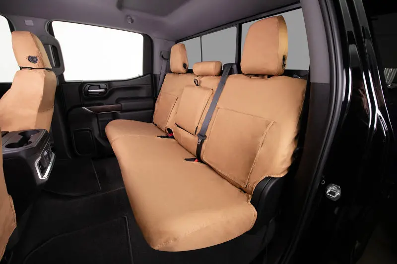 Covercraft Seatsaver Custom Fit Seat Covers For 2011–2024 Dodge Ram – Second Row, Tan Polycotton 1