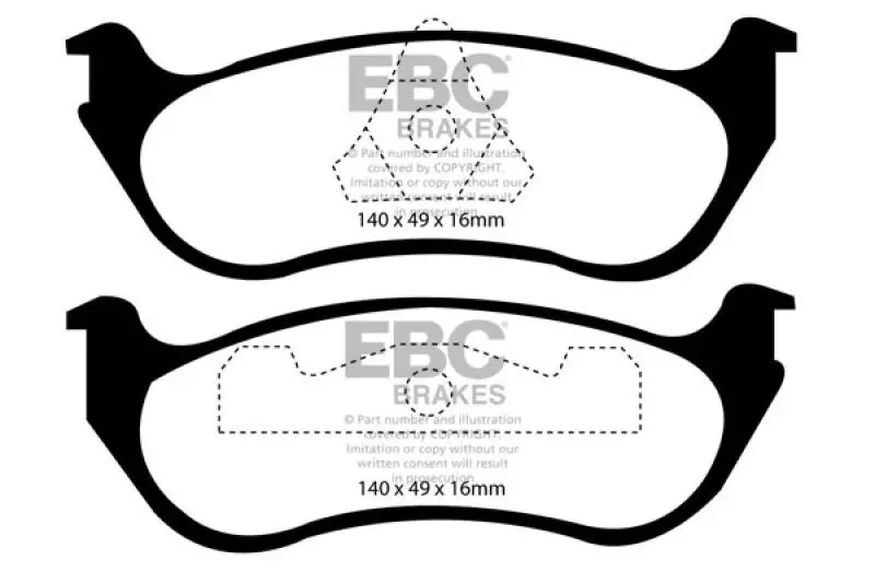 Ebc Yellowstuff Rear Brake Pads For 1995–1997 Ford Crown Victoria 4.6L With Abs & Steel Pistons 1