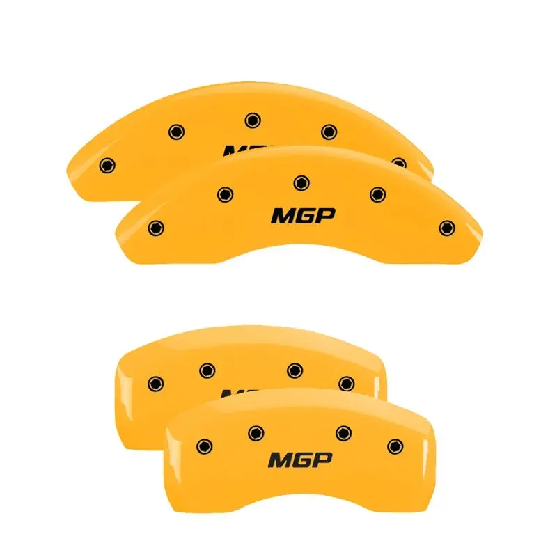 Mgp Engraved 4-Piston Caliper Covers – Front & Rear Buick Logo, Yellow Finish With Black Accent 1