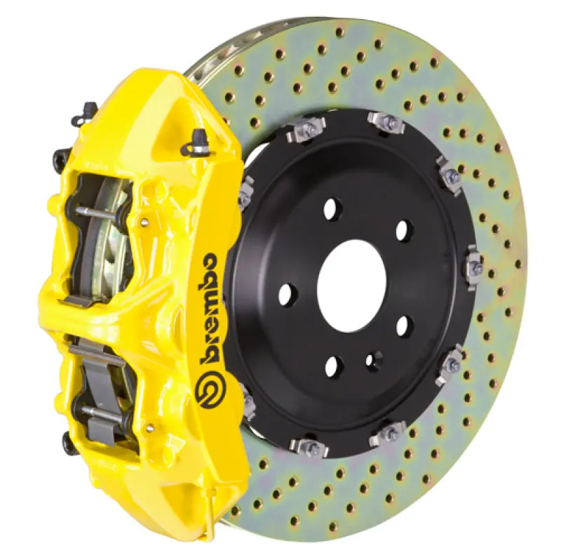 Brembo Gt Big Brake Kit – Front, 6-Piston Calipers With 380X34Mm Two-Piece Drilled Rotors (Yellow Finish) For 2006–2012 Audi S3 8P 1