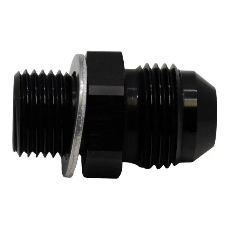 Deatschwerks 8An Male Flare To M16×1.5 Metric Adapter With Washer – Matte Black Anodized 1