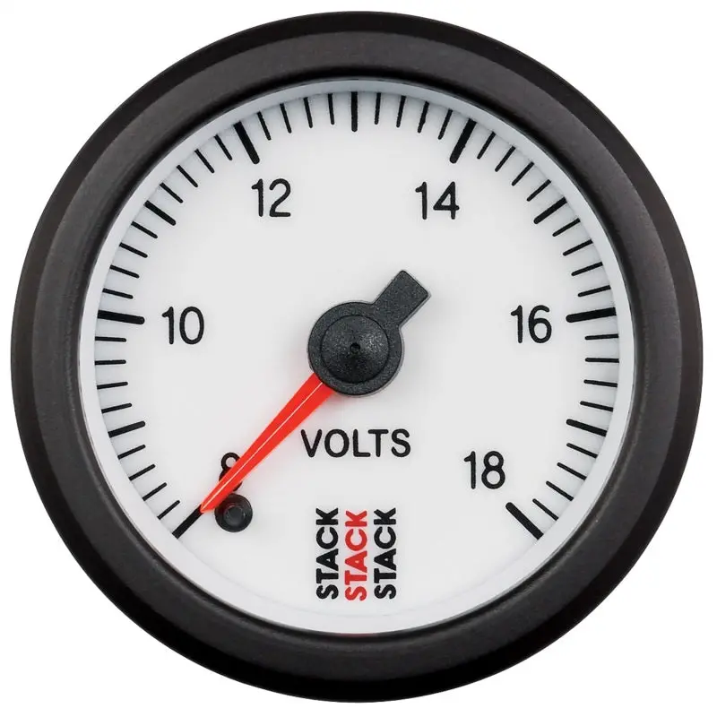 Autometer Stack Pro Voltage Gauge – 52Mm, 8–18V, White Dial, Stepper Motor Technology 1