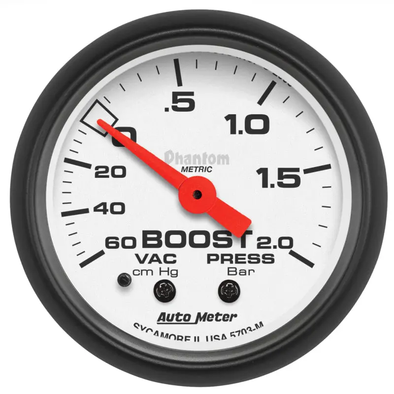 Autometer Phantom Mechanical Vacuum Gauge — 2-1/16" Dial, 0–60 Inhg / 0–2.0 Bar 1