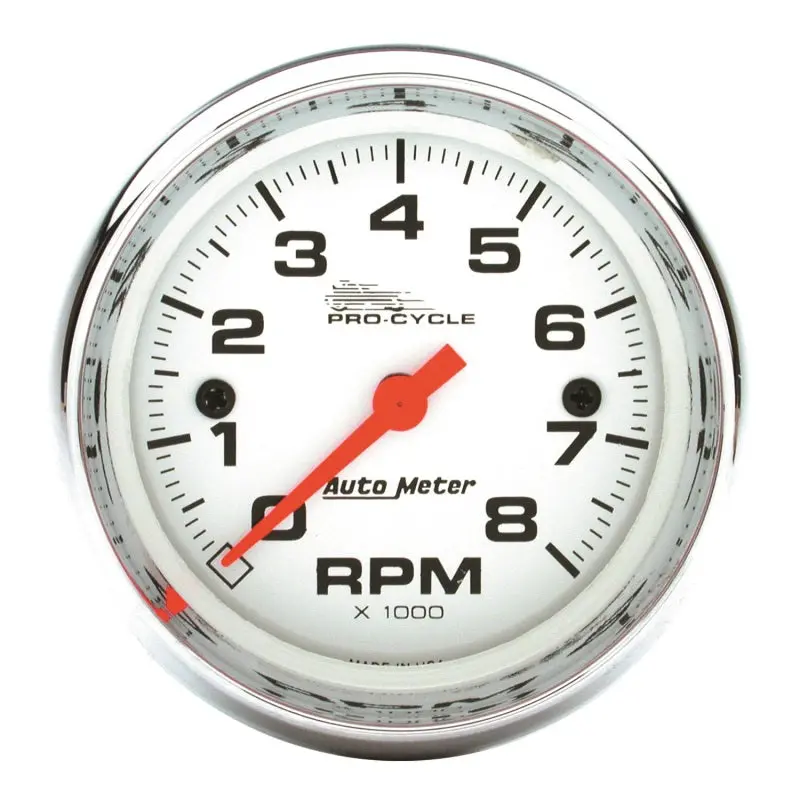 Autometer Pro-Cycle 2-5/8″ White Dial Tachometer – 8,000 Rpm, Compatible With 2- & 4-Cylinder Engines 1