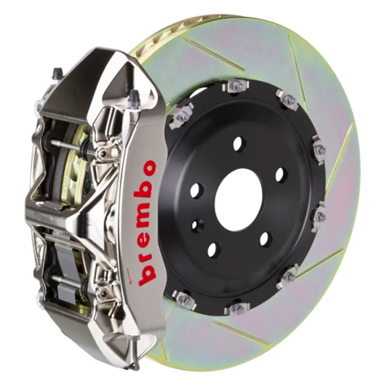 Brembo Gtr Front Big Brake Kit For 2018+ Tesla Model 3 (Awd/Rwd): 6-Piston Calipers, 365X34Mm Two-Piece Slotted Rotors – Nickel-Plated 1