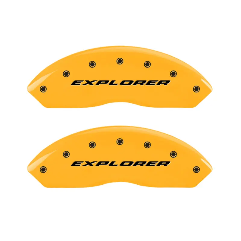 Mgp 4-Piston Caliper Covers – Engraved, Explorer Yellow & Black Finish – Fits 2006 Ford Explorer 1