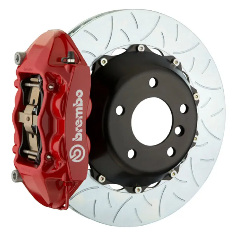 Brembo Rear Gt Big Brake Kit For 2009–2015 Bmw 7 Series – 4-Piston Calipers, 380X28Mm Two-Piece Slotted Rotors (Type 3, Red) 1